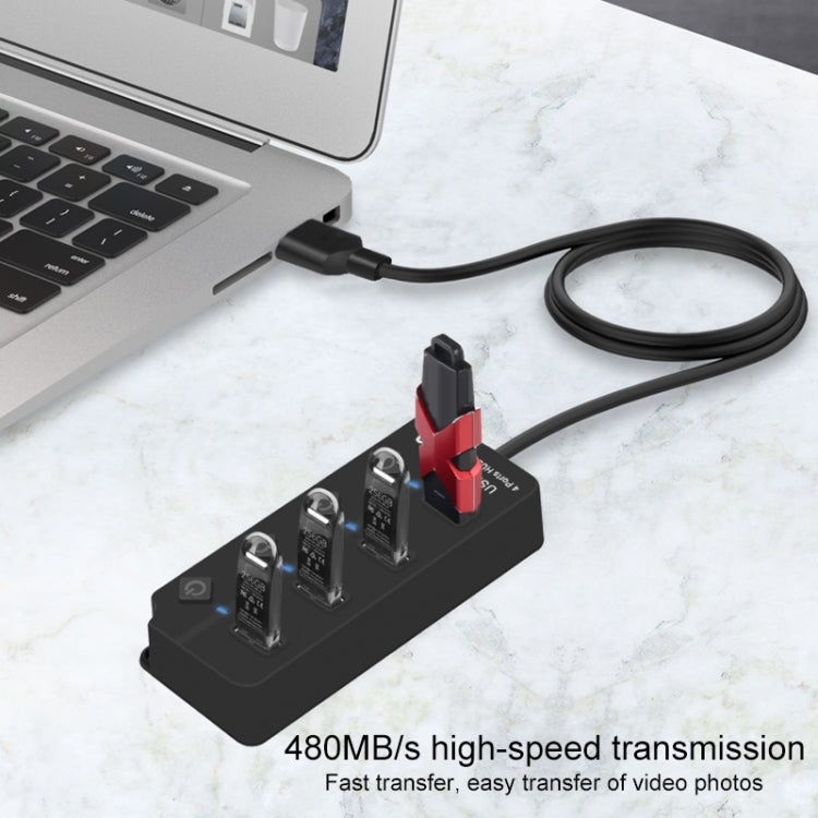 Onten 5301 USB 3.0 Male to 4 USB 2.0 Female Splitter Extender with Independent Switch - USB 2.0 HUB by Onten | Online Shopping South Africa | PMC Jewellery | Buy Now Pay Later Mobicred