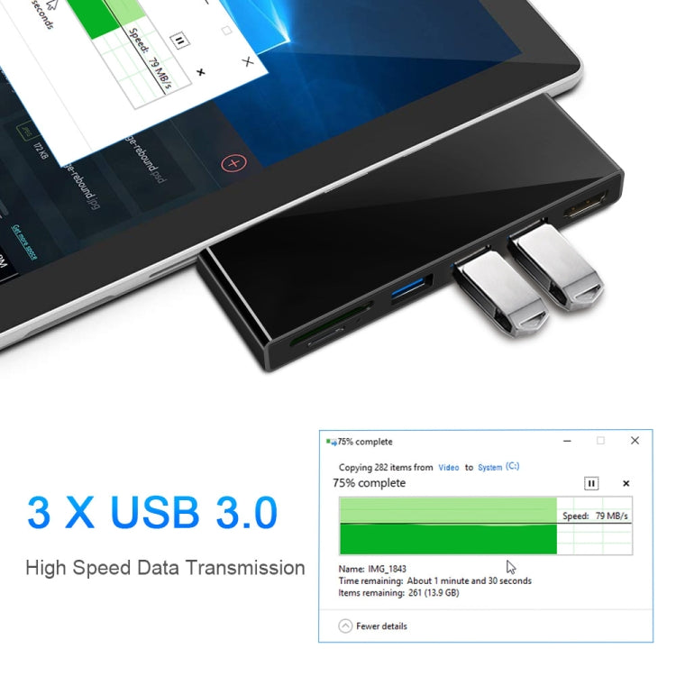 ROCKETEK SK-S4H 3 x USB 3.0 + HDMI + SD / TF Memory Card Reader HUB 4K HDMI Adapter(Black) - USB 3.0 HUB by ROCKETEK | Online Shopping South Africa | PMC Jewellery | Buy Now Pay Later Mobicred