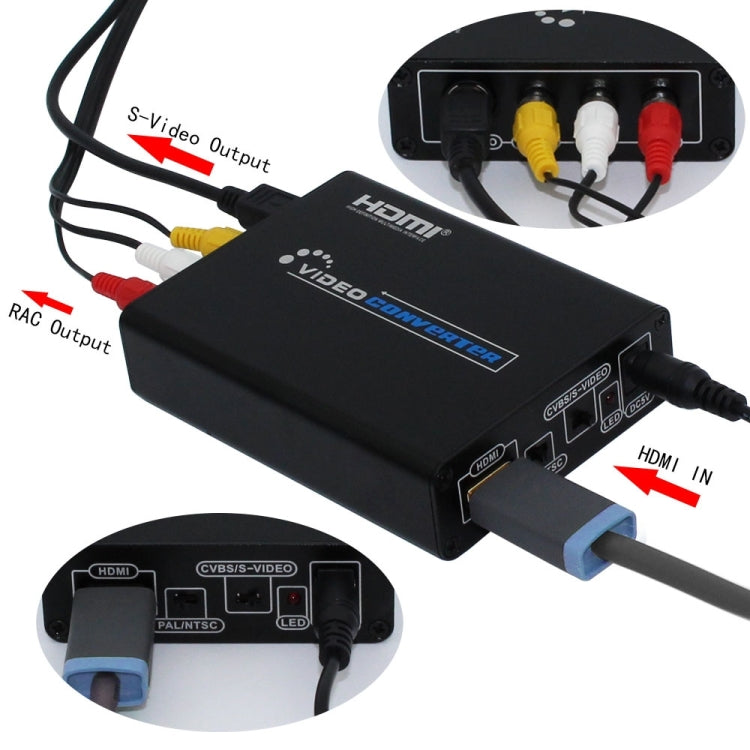 HDMI to Composite / AV S-Video Converter RCA CVBS/L/R Video Converter Adapter, UK Plug - Converter by PMC Jewellery | Online Shopping South Africa | PMC Jewellery | Buy Now Pay Later Mobicred