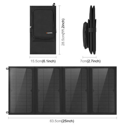 HAWEEL 24W 4 Panels Foldable Solar Panel Charger Bag with 5V / 3.1A Max Dual USB Ports, Support QC3.0 and AFC - Charger by HAWEEL | Online Shopping South Africa | PMC Jewellery | Buy Now Pay Later Mobicred