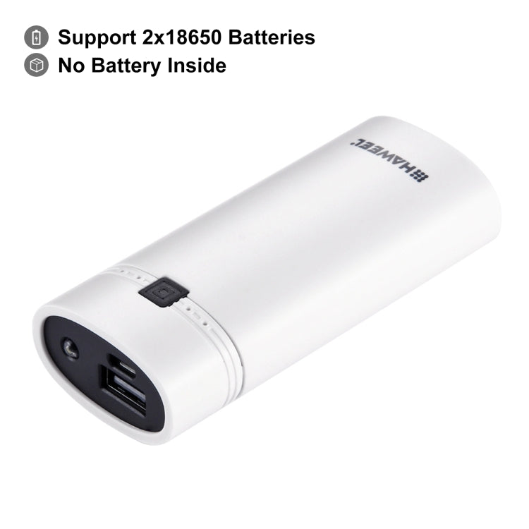 HAWEEL DIY 2x 18650 Battery (Not Included) 5600mAh Power Bank Shell Box with USB Output & Indicator(White) - Power Bank Box by HAWEEL | Online Shopping South Africa | PMC Jewellery | Buy Now Pay Later Mobicred