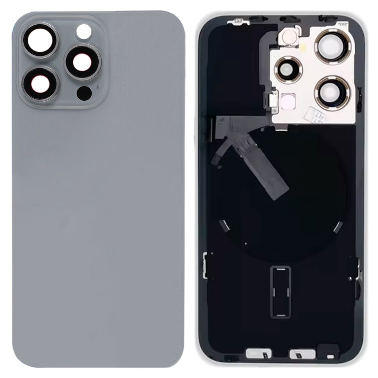 For iPhone 15 Pro Glass Battery Back Cover with Flash Bracket + Wireless Charging Module(Titanium gray) - Back Cover by PMC Jewellery | Online Shopping South Africa | PMC Jewellery | Buy Now Pay Later Mobicred