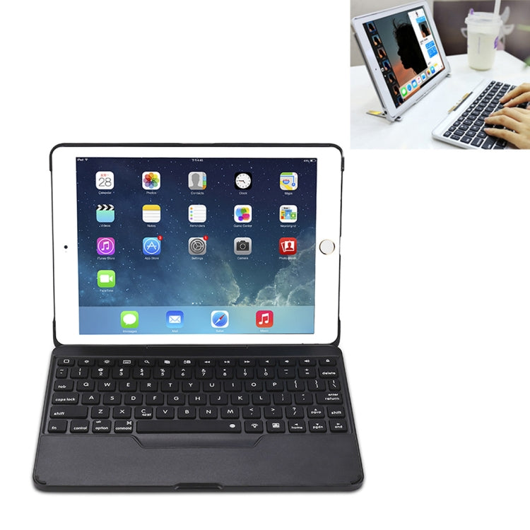 F611 Detachable Colorful Backlight Aluminum Backplane Wireless Bluetooth Keyboard Tablet Case for iPad Air 2 / 9.7 (2018) / 9.7 inch (2017) / Air / Pro 9.7 inch(Black) - Universal by PMC Jewellery | Online Shopping South Africa | PMC Jewellery | Buy Now Pay Later Mobicred