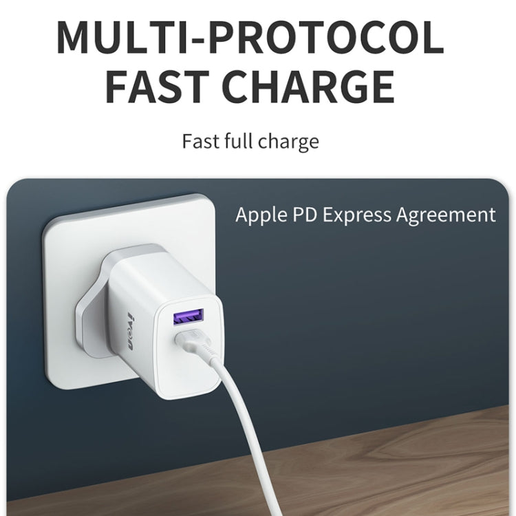 IVON AD52 18W USB-C / Type-C + USB Dual Port PD Fast Charge(US Plug) - USB Charger by IVON | Online Shopping South Africa | PMC Jewellery | Buy Now Pay Later Mobicred