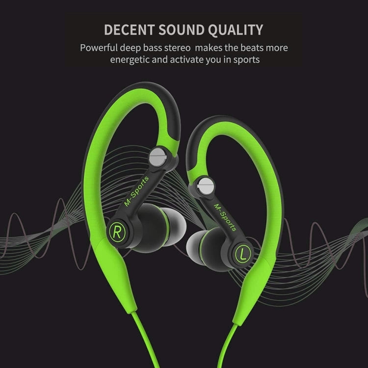 Mucro Type-C Plug In-Ear Sport Earhook Wired Stereo Headphones for Jogging Gym (Green) - Type-C Earphone by Mucro | Online Shopping South Africa | PMC Jewellery | Buy Now Pay Later Mobicred