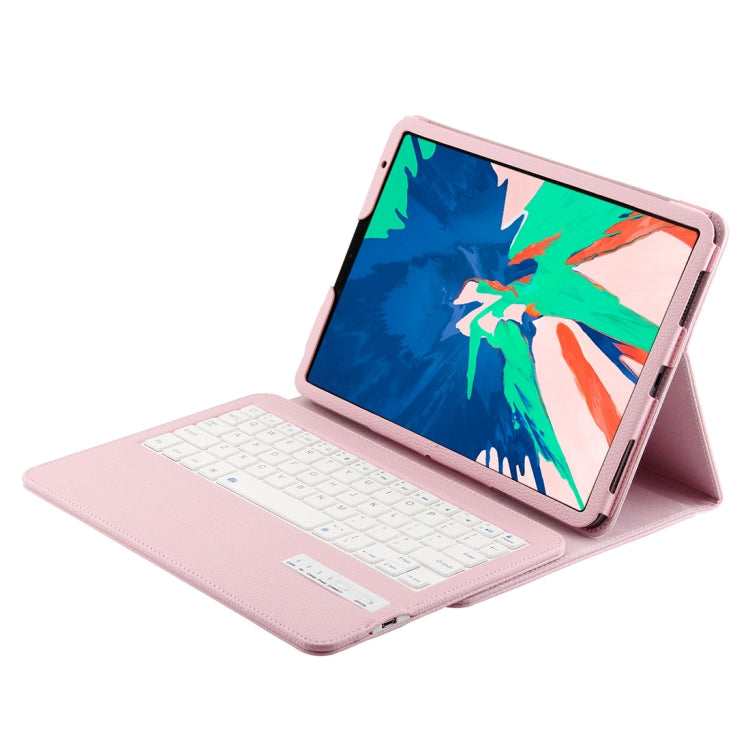 IP011 Detachable Bluetooth 3.0 ABS Keyboard + Litchi Texture Leather Tablet Case for iPad Pro 11 inch (2018), with Sleep Function (Pink) - For iPad Pro by PMC Jewellery | Online Shopping South Africa | PMC Jewellery