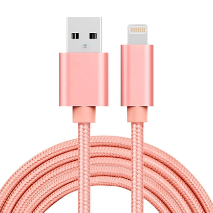 3A Woven Style Metal Head 8 Pin to USB Charge Data Cable, Cable Length: 2m(Rose Gold) - Normal Style Cable by PMC Jewellery | Online Shopping South Africa | PMC Jewellery | Buy Now Pay Later Mobicred