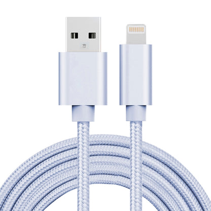 3A Woven Style Metal Head 8 Pin to USB Charge Data Cable, Cable Length: 2m(Silver) - Normal Style Cable by PMC Jewellery | Online Shopping South Africa | PMC Jewellery | Buy Now Pay Later Mobicred