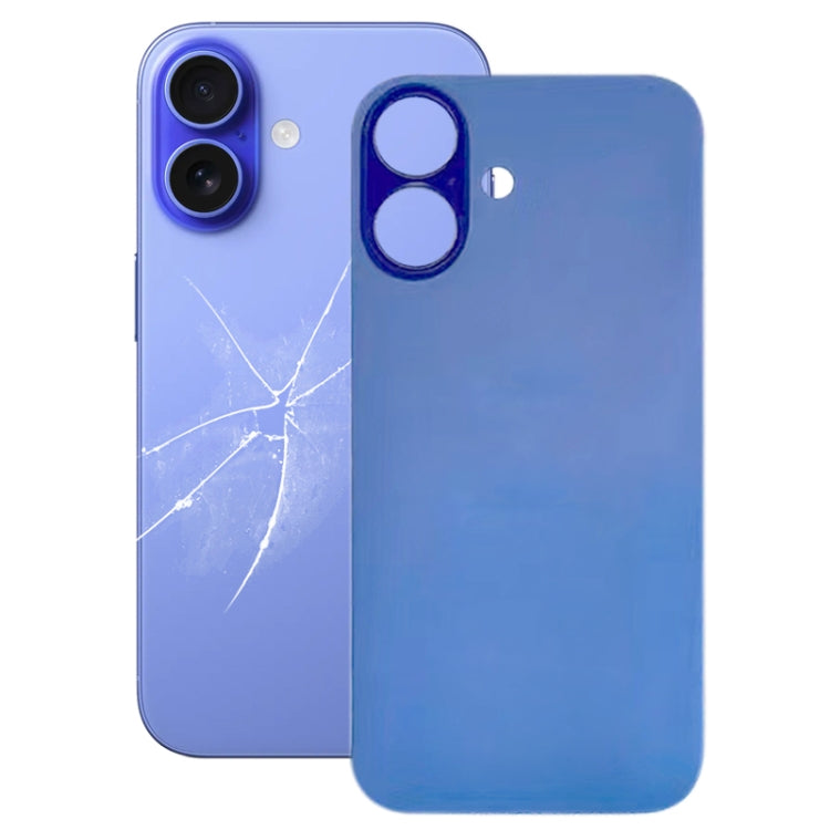 For iPhone 16 Easy Replacement Big Camera Hole Glass Back Battery Cover(Blue) -  by PMC Jewellery | Online Shopping South Africa | PMC Jewellery | Buy Now Pay Later Mobicred