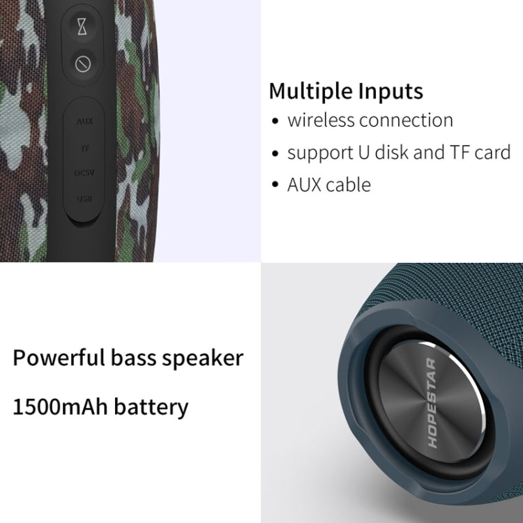 HOPESTAR P31 TWS Portable Outdoor Waterproof Lens-style Head Bluetooth Speaker with LED Color Light, Support Hands-free Call & U Disk & TF Card & 3.5mm AUX & FM (Grey) - Desktop Speaker by HOPESTAR | Online Shopping South Africa | PMC Jewellery | Buy Now Pay Later Mobicred