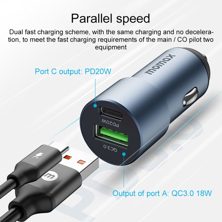 MOMAX UC15 38W PD + QC3.0 Dual Ports Car Charger - Car Charger by MOMAX | Online Shopping South Africa | PMC Jewellery | Buy Now Pay Later Mobicred