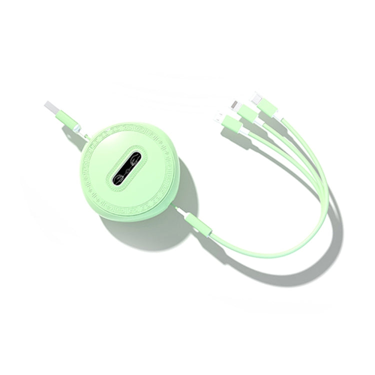 Micro + 8 Pin + Type-C / USB-C 3 In 1 Telescopic Charging Cable (Green) - Multifunction Cable by PMC Jewellery | Online Shopping South Africa | PMC Jewellery | Buy Now Pay Later Mobicred