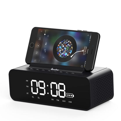 Oneder V06 Smart Sound Box Wireless Bluetooth Speaker, LED Screen Alarm Clock, Support Hands-free & FM & TF Card & AUX & USB Drive (Black) - Desktop Speaker by OneDer | Online Shopping South Africa | PMC Jewellery | Buy Now Pay Later Mobicred