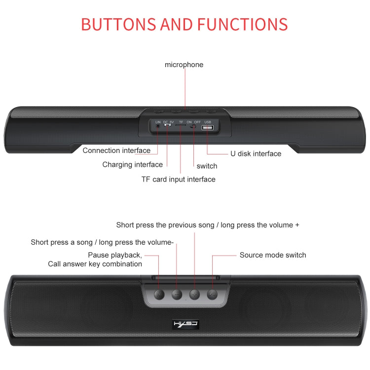 HXSJ Q3 Bluetooth 5.0 Household Extended Desktop Wall-hanging Wireless Bass Bluetooth Speaker(Black) - Desktop Speaker by HXSJ | Online Shopping South Africa | PMC Jewellery | Buy Now Pay Later Mobicred