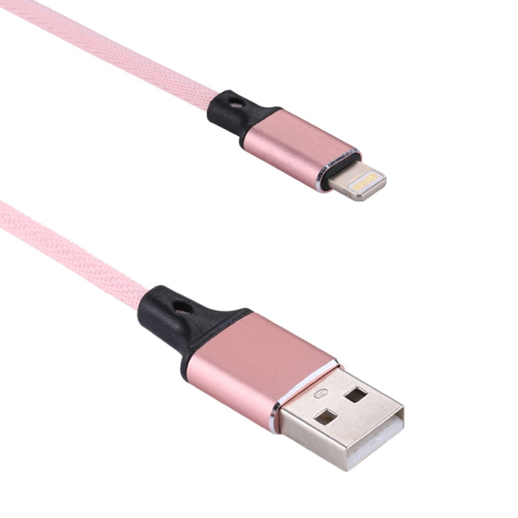 1m 2A USB to 8 Pin Nylon Weave Style Data Sync Charging Cable(Pink) - Normal Style Cable by PMC Jewellery | Online Shopping South Africa | PMC Jewellery | Buy Now Pay Later Mobicred