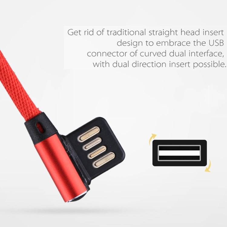 1m 2.4A Output USB to 8 Pin Double Elbow Design Nylon Weave Style Data Sync Charging Cable(Red) - Normal Style Cable by PMC Jewellery | Online Shopping South Africa | PMC Jewellery | Buy Now Pay Later Mobicred