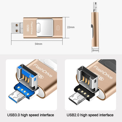 8GB USB 3.0 + 8 Pin + Mirco USB Android iPhone Computer Dual-use Metal Flash Drive (Silver) - U Disk & Card Reader by PMC Jewellery | Online Shopping South Africa | PMC Jewellery | Buy Now Pay Later Mobicred