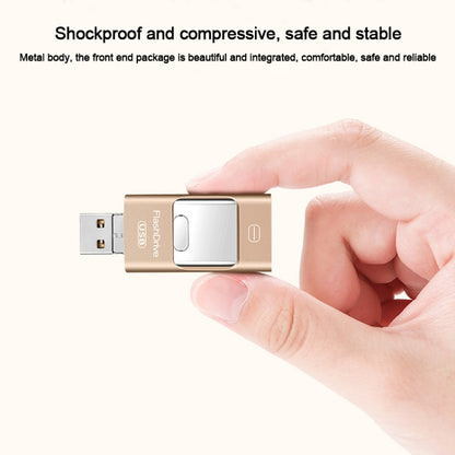 64GB USB 3.0 + 8 Pin + Mirco USB Android iPhone Computer Dual-use Metal Flash Drive (Rose Gold) - U Disk & Card Reader by PMC Jewellery | Online Shopping South Africa | PMC Jewellery | Buy Now Pay Later Mobicred