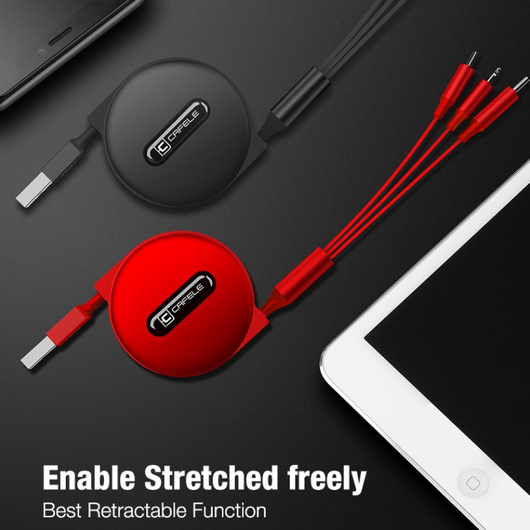 CAFELE 3 In 1 8 Pin + Micro USB + Type-C / USB-C Charging Data Cable, Length: 1.2m(Red) - Multifunction Cable by CAFELE | Online Shopping South Africa | PMC Jewellery | Buy Now Pay Later Mobicred