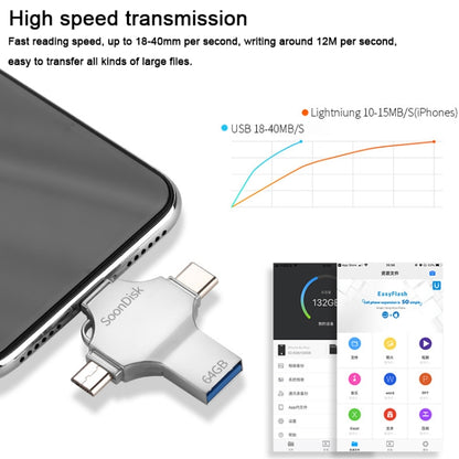 4 in 1 64GB USB 3.0 + 8 Pin + Mirco USB + USB-C / Type-C Dual-use Flash Drive with OTG Function - U Disk & Card Reader by PMC Jewellery | Online Shopping South Africa | PMC Jewellery | Buy Now Pay Later Mobicred