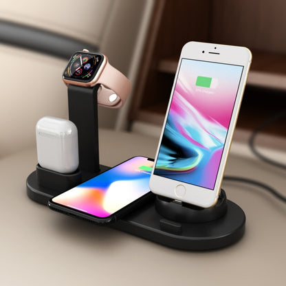 HQ-UD15 5 in 1 8 Pin + Micro USB + USB-C / Type-C Interfaces + 8 Pin Earphone Charging Interface + Wireless Charging Charger Base with Watch Stand (Black) - Multifunction Charger by PMC Jewellery | Online Shopping South Africa | PMC Jewellery | Buy Now Pay Later Mobicred