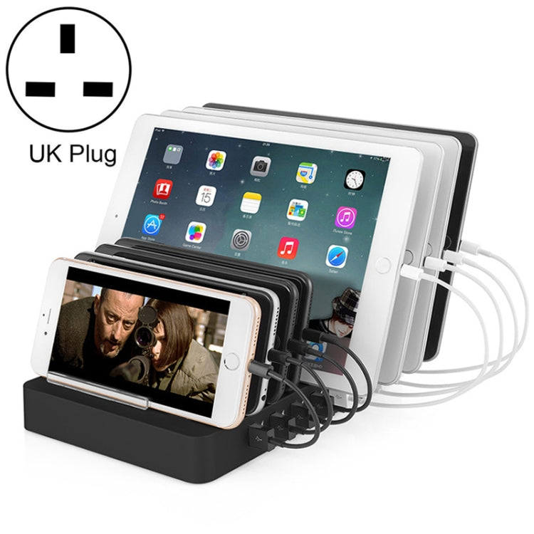 X6 96W 2.4A 8 USB Ports Smart Charger with Detachable Bezel, UK Plug(Black) - Multifunction Charger by PMC Jewellery | Online Shopping South Africa | PMC Jewellery | Buy Now Pay Later Mobicred