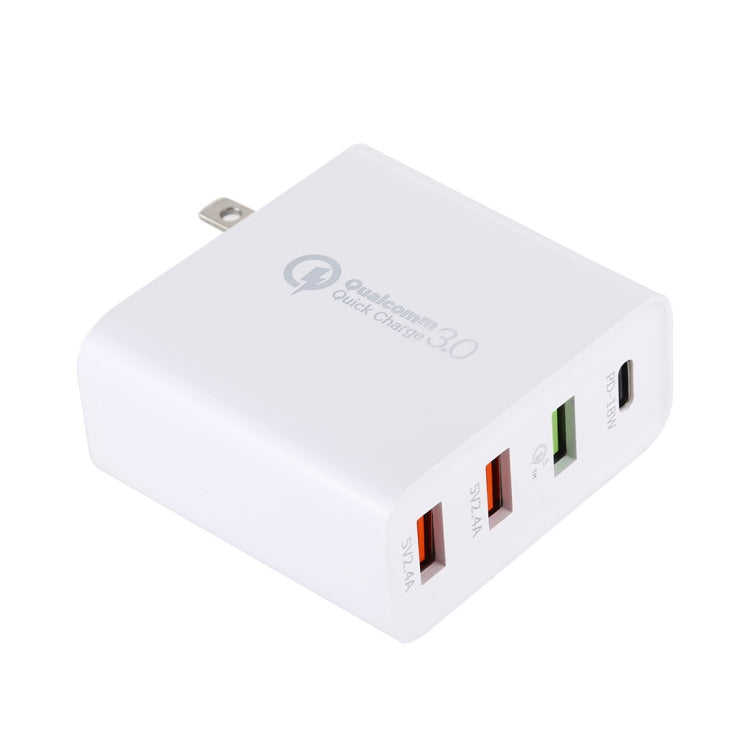 A3 PD 18W USB-C / Type-C + QC3.0 USB + Dual USB Interface Travel Charger Set, US Plug / EU Plug / UK Plug - USB Charger by PMC Jewellery | Online Shopping South Africa | PMC Jewellery | Buy Now Pay Later Mobicred