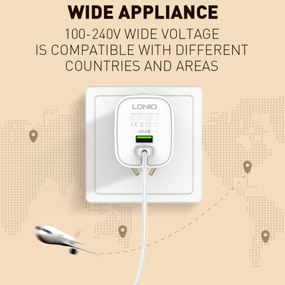 LDNIO A201 2.4A Dual USB Charging Head Travel Direct Charge Mobile Phone Adapter Charger With 8 Pin Data Cable (US Plug) - USB Charger by LDNIO | Online Shopping South Africa | PMC Jewellery | Buy Now Pay Later Mobicred