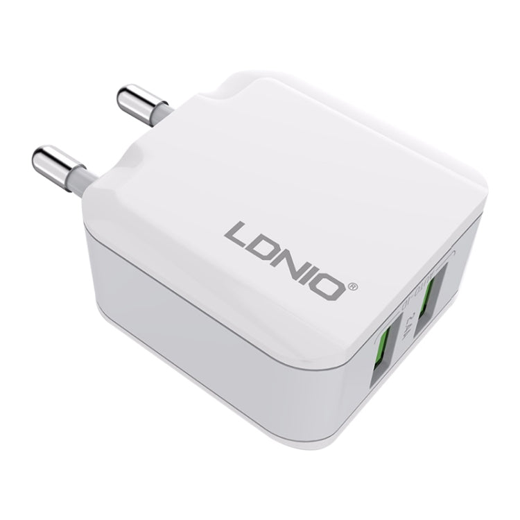 LDNIO A2201 2.4A Dual USB Charging Head Travel Direct Charge Mobile Phone Adapter Charger With Micro Data Cable(EU Plug) - USB Charger by LDNIO | Online Shopping South Africa | PMC Jewellery | Buy Now Pay Later Mobicred