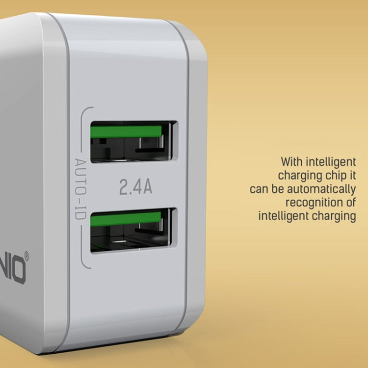 LDNIO A2201 2.4A Dual USB Charging Head Travel Direct Charge Mobile Phone Adapter Charger With Micro Data Cable (US Plug) - USB Charger by LDNIO | Online Shopping South Africa | PMC Jewellery | Buy Now Pay Later Mobicred