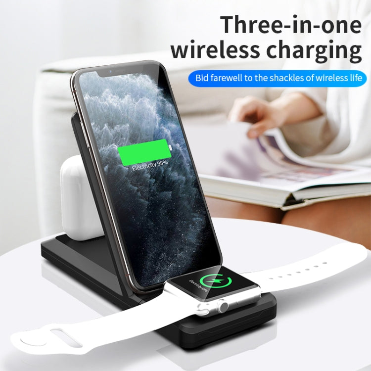 H6 3 in 1 Portable Folding Wireless Charger for iPhone + iWatch + AirPods(White) - Wireless Charger by PMC Jewellery | Online Shopping South Africa | PMC Jewellery | Buy Now Pay Later Mobicred