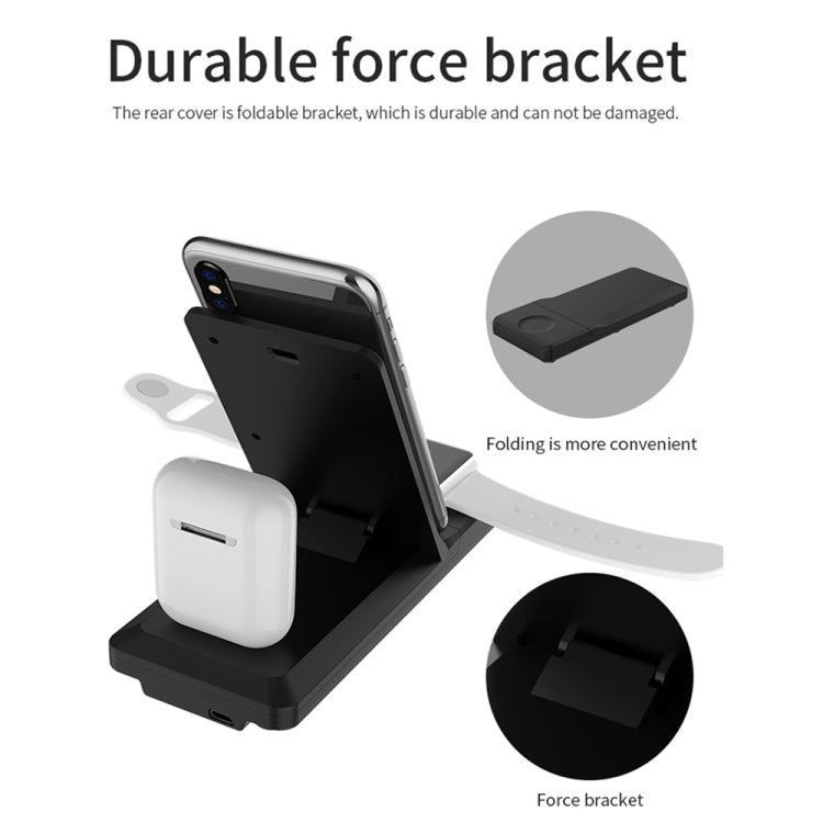 H6 3 in 1 Portable Folding Wireless Charger for iPhone + iWatch + AirPods(White) - Wireless Charger by PMC Jewellery | Online Shopping South Africa | PMC Jewellery | Buy Now Pay Later Mobicred