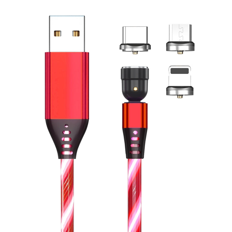 3 in 1 2.4A USB to 8 Pin + Micro USB + USB-C / Type-C 540 Degree Bendable Streamer Magnetic Data Cable, Cable Length: 1m (Red) - Charging Cable & Head by PMC Jewellery | Online Shopping South Africa | PMC Jewellery | Buy Now Pay Later Mobicred