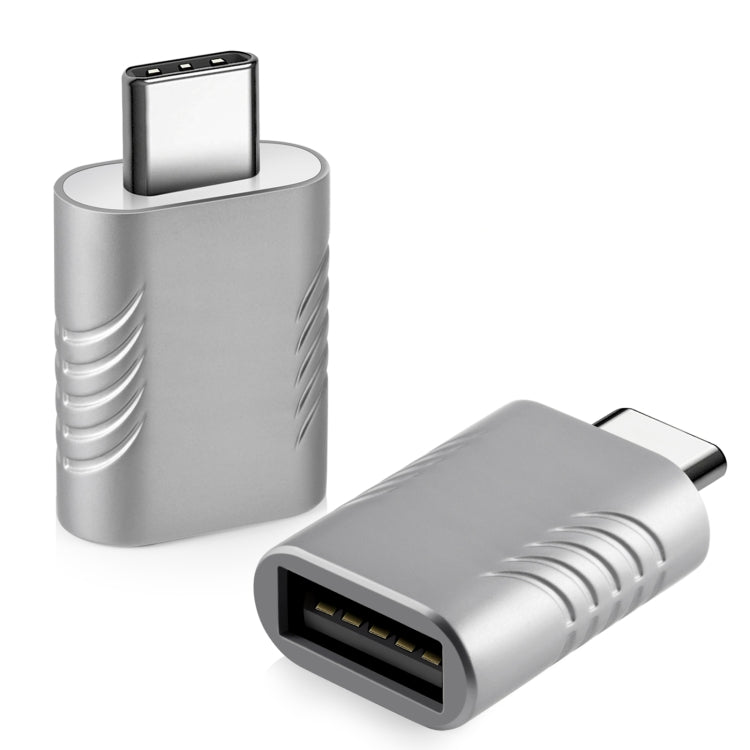 2 PCS SBT-148 USB-C / Type-C Male to USB 3.0 Female Zinc Alloy Adapter(Space Silver) - Converter & Adapter by PMC Jewellery | Online Shopping South Africa | PMC Jewellery | Buy Now Pay Later Mobicred