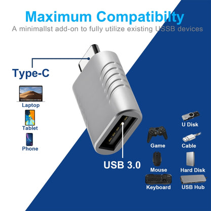 2 PCS SBT-148 USB-C / Type-C Male to USB 3.0 Female Zinc Alloy Adapter(Space Silver) - Converter & Adapter by PMC Jewellery | Online Shopping South Africa | PMC Jewellery | Buy Now Pay Later Mobicred