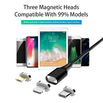 M11 3 in 1 3A USB to 8 Pin + Micro USB + USB-C / Type-C Nylon Braided Magnetic Data Cable, Cable Length: 2m (Silver) - Charging Cable & Head by PMC Jewellery | Online Shopping South Africa | PMC Jewellery | Buy Now Pay Later Mobicred