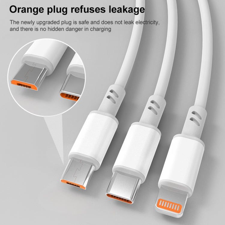 3A 3 in 1 USB to Type-C / 8 Pin / Micro USB Fast Charging Cable, Cable Length: 1.2m - Multifunction Cable by PMC Jewellery | Online Shopping South Africa | PMC Jewellery | Buy Now Pay Later Mobicred