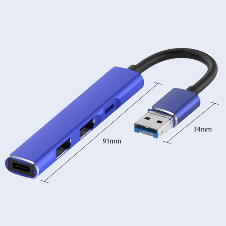 4 in 1 8 Pin/USB to Type-C / 2个USB / 8 Pin Ports Multifunctional Docking Station HUB (Blue) - Card Reader by PMC Jewellery | Online Shopping South Africa | PMC Jewellery | Buy Now Pay Later Mobicred