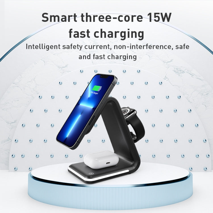 B17 3 in 1 Magnetic Wireless Vertical Charger (Black) - Wireless Charger by PMC Jewellery | Online Shopping South Africa | PMC Jewellery | Buy Now Pay Later Mobicred