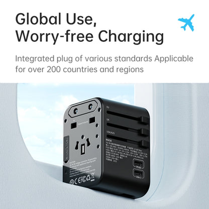 ROCK T62 35.5W Global Travel Multifunctional Plug PD Charger Power Adapter(Black) - Plug Adaptor by ROCK | Online Shopping South Africa | PMC Jewellery | Buy Now Pay Later Mobicred