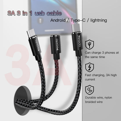 Yesido CA60 3A USB to 8 Pin + Micro USB + USB-C / Type-C Charging Cable, Length: 1.2m - Multifunction Cable by Yesido | Online Shopping South Africa | PMC Jewellery | Buy Now Pay Later Mobicred