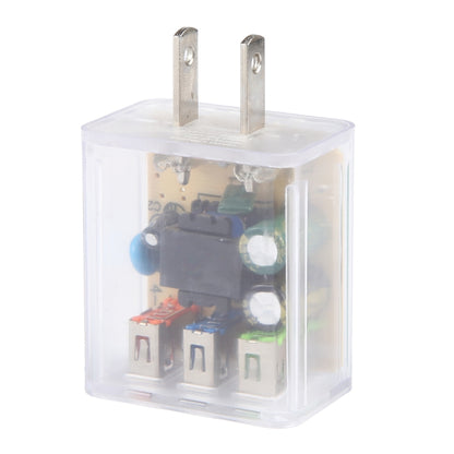 64-222 2A Three USB Transparent Charger, specification: US Plug - USB Charger by PMC Jewellery | Online Shopping South Africa | PMC Jewellery | Buy Now Pay Later Mobicred