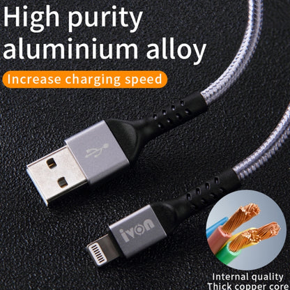 IVON CA89 2.1A USB to 8 Pin Braid Fast Charge Data Cable, Cable Length: 1m(Gold) - Normal Style Cable by IVON | Online Shopping South Africa | PMC Jewellery | Buy Now Pay Later Mobicred