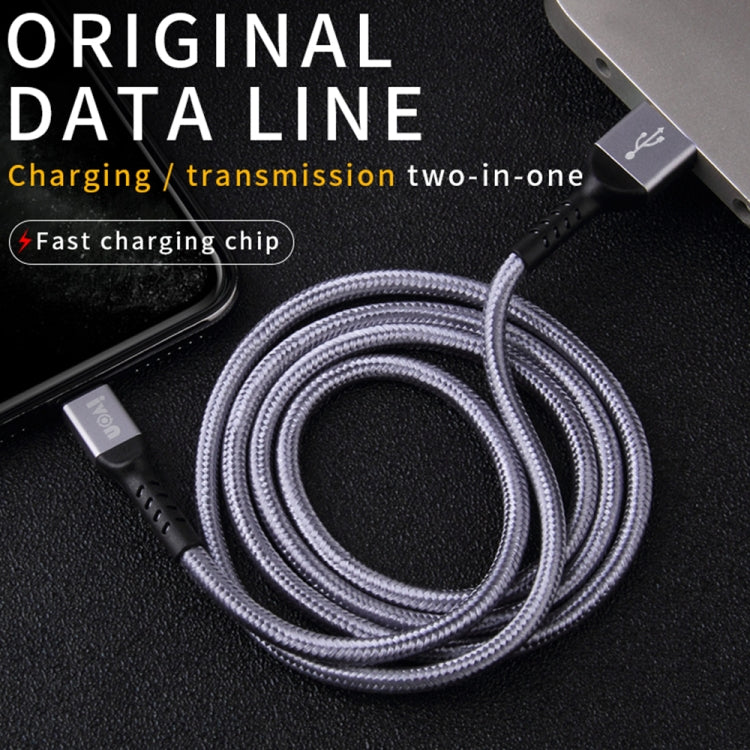 IVON CA89 2.1A USB to 8 Pin Braid Fast Charge Data Cable, Cable Length: 1m(Gold) - Normal Style Cable by IVON | Online Shopping South Africa | PMC Jewellery | Buy Now Pay Later Mobicred