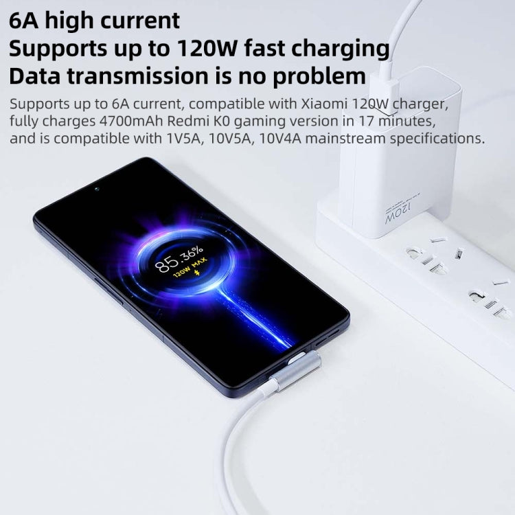 Original Xiaomi 6A USB to USB-C / Type-C 90 Degree Elbow Fast Charging Data Cable, Length: 1.5m - USB-C & Type-C Cable by Xiaomi | Online Shopping South Africa | PMC Jewellery | Buy Now Pay Later Mobicred