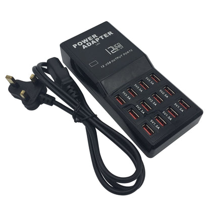 W-858 12A 12 Ports USB Fast Charging Dock Desktop Smart Charger AC100-240V, UK Plug (Black) - Multifunction Charger by PMC Jewellery | Online Shopping South Africa | PMC Jewellery | Buy Now Pay Later Mobicred