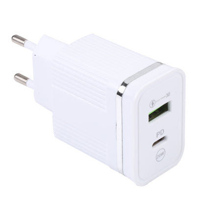 46-A2C2 20W PD + QC3.0 USB Multifunction Fast Charger，EU Plug(White) - USB Charger by PMC Jewellery | Online Shopping South Africa | PMC Jewellery | Buy Now Pay Later Mobicred