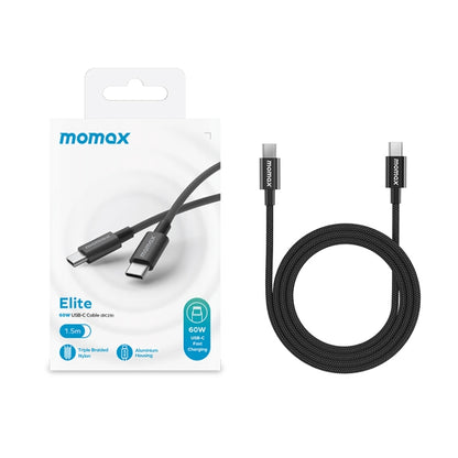 MOMAX DC30 1.5m USB-C / Type-C to USB-C / Type-C 60W Braided Data Sync Charge Cable (White) - USB-C & Type-C Cable by MOMAX | Online Shopping South Africa | PMC Jewellery | Buy Now Pay Later Mobicred