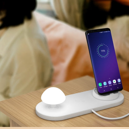 HQ-UD11 10W 4 in 1 Mobile Phone Fast Wireless Charger with Mushroom LED Light & Phone Holder, Length: 1.2m(White) - Multifunction Charger by PMC Jewellery | Online Shopping South Africa | PMC Jewellery | Buy Now Pay Later Mobicred