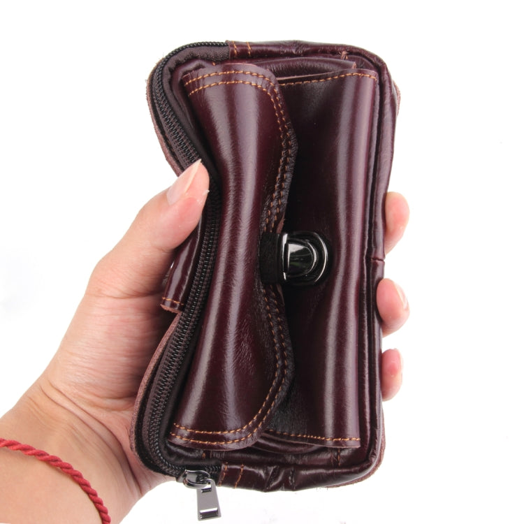 5.1-6 inch 007 Universal Crazy Horse Texture Cowhide Cross Section Plug-in Card Waist Bag, For iPhone, Samsung, Sony, Huawei, Meizu, Lenovo, ASUS, Oneplus, Xiaomi, Cubot, Ulefone, Letv, DOOGEE, Vkworld, and other Smartphones (Brown) - More iPhone Cases by PMC Jewellery | Online Shopping South Africa | PMC Jewellery | Buy Now Pay Later Mobicred